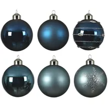 MARELIDA Christbaumkugel Weihnachtskugel Glas glänzend matt 6er Set Baumkugeln Baumschmuck blau dunkelblau