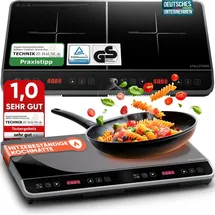 STILLSTERN Doppel-Induktionskochfeld -Kochplatte 3600W, 18 Stufen, 24h Timer,