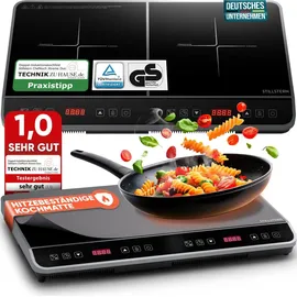 STILLSTERN Doppel-Induktionskochfeld -Kochplatte 3600W, 18 Stufen, 24h Timer,