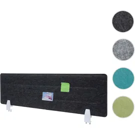 Mendler Tischtrennwand HWC-G76, Büro-Sichtschutz Schreibtisch Pinnwand, Schallschutz Stoff/Textil mit Prägung ~ 100x30cm schwarz