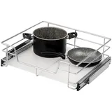 bremermann Teleskopschublade 60 cm mit Einlegeboden, Küchenschublade zum Nachrüsten, Schrankauszug aus Metall, chrom