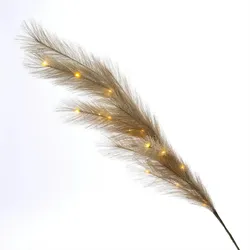 LED Federbüschel Pampasgras Dekozweig Leuchtzweig Wohnraumdeko H: 118cm khaki