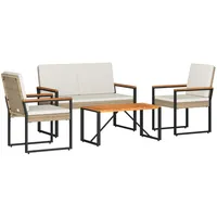 vidaXL Gartenmöbel Set 4-tlg. Beige/Cremeweiß