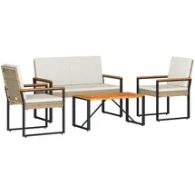 vidaXL Gartenmöbel Set 4-tlg. Beige/Cremeweiß
