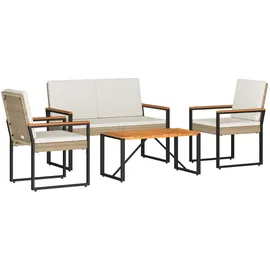 vidaXL Gartenmöbel Set 4-tlg. Beige/Cremeweiß