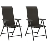 vidaXL Gartenstühle 2 Stk. Klappbar Schwarz Kaffeebraun Poly Rattan