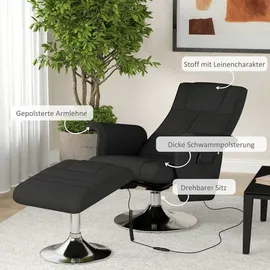 Homcom Massagesessel mit Fußhocker elektrisch 95 x 88 x 78 cm Schwarz