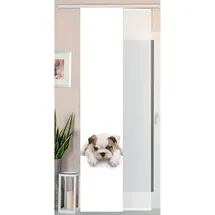 Gardinenbox 2er Set Schiebegardine Flächenvorhang Wildseide Optik und Voile Paneel, 245x45, Welpe, 80400