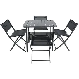 VCM Gartenmöbel 5er-Set – schwarz ¦ Maße cm B. 80 H. 72