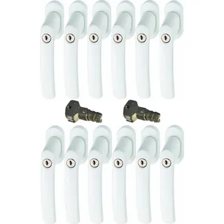 ABUS Fenstergriff ABUS FG200 Weiß, Braun, Silber, SB abschließbarer Fenstergriff, 12er Set weiß, abschließbar, Kindersicherung weiß