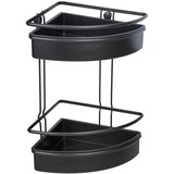 WENKO Eckregal Molinella, Bad-Ablage mit 2 Etagen und tiefen Körbchen für sicheren Stand von Pflegeprodukten, aus matt lackiertem Edelstahl mit Einsatz aus Kunststoff, (BxHxT): 30x35x21,5 cm, Schwarz