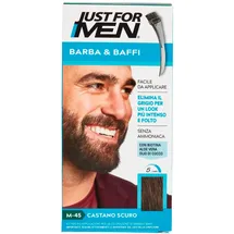 Just for Men Barba & Baffi, Tinta Per Barba Uomo, Tintura Senza Ammoniaca, Elimina I Peli Grigi, Con Pettine Applicatore, Colore Castano Scuro,