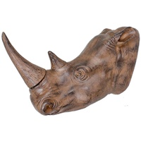 Geweih Nashorn Polyresin Wand-Deko Antik-Braun Jagd Trophäe Skulptur Wohn Zimmer