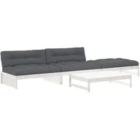 vidaXL 4-tlg. Garten-Lounge-Set mit Kissen Weiß Massivholz