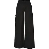 URBAN CLASSICS High Waist Twill Cargohose Schwarz 30
