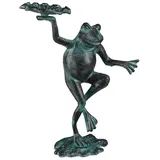 Relaxdays 3 x Gartenfigur Frosch Dunkelgrün