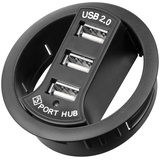 goobay 93893 Verteiler/Hub zur Montage dreifach USB 2.0 Hi-Speed Einbau-HUB/Verteiler - Schwarz