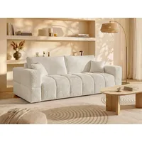 Schlafsofa mit Matratze 4-Sitzer - Bouclé-Stoff - Beige - Liegefläche 160 cm - Matratze 16 cm - ISSORO