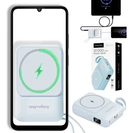 Krüger&Matz Power Bank induktive 10000 mAh Mag Safe mit Kabel blau
