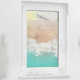 Lichtblick Fensterfolie selbstklebend, Sichtschutz, The Beach - Türkis beige B/L: ca. 100x180 cm