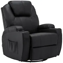 MCombo M Mcombo Massagesessel Fernsehsessel Relaxsessel 7020, mit Heizung, Dreh 360° Schaukel, manuell verstellbar (Schwarz-Kunstleder)