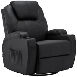 MCombo M Mcombo Massagesessel Fernsehsessel Relaxsessel 7020, mit Heizung, Dreh 360° Schaukel, manuell verstellbar (Schwarz-Kunstleder)