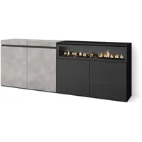 SKRAUT HOME Sideboard, Grau, Holzwerkstoff, Rechteckig, 35x75x200 cm, Wohnzimmer, Kommoden -