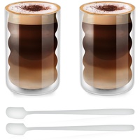 Kongming Doppelwandige Gläser,Vielseitige Gläser - Latte macchiato gläser,Cappuccino tassen,Eisbecher glas,Eisbecher glas