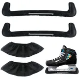 XCRPRT 1 Paar Kufenschoner Schlittschuhe +1 Paar Verstellbare Schlittschuh, Staubschutzhülle, Schlittschuhschoner, Harter Schlittschuhschutz, Eishockey elastische Kufenstrümpfe für Damen Herren