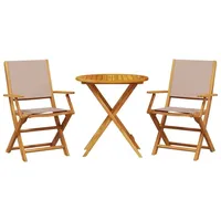 vidaXL 3-tlg. Bistro-Set Taupe Stoff und Massivholz