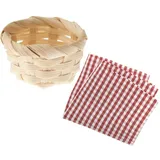 Rico Design Wichtel Miniatur Bambuskorb mit Picknickdecke