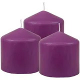 HS Candle Stumpenkerzen Ø8cm 3er Pack Violett Lila