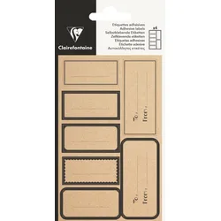 Clairefontaine 10x Packung mit 28 selbstklebenden Etiketten Kraft, Rechtecke mit schwarzer Umrandung - Schwarz 617065C
