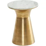 FineBuy Beistelltisch Weiß Marmor 35 x 35 x 45 cm