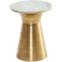 FineBuy Beistelltisch Weiß Marmor 35 x 35 x 45 cm