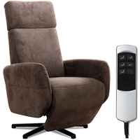 Cavadore TV-Sessel Cobra mit 2 Motoren + Akku / Fernsehsessel mit Liegefunktion, Relaxfunktion / Mit Fernbedienung / Sternfuß, belastbar bis 130 kg / 71 x 110 x 82 / Lederoptik, Braun