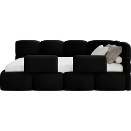 Selsey Cloudy – Kinderbett 120x200, Kopfteil rechts, Matratze & Bettkasten, Samt Schwarz