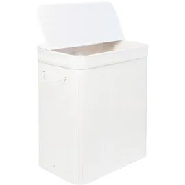Relaxdays Wäschekorb mit Deckel, 100 l, 2 Innenfächer, HxBxT: 63 x 52 x 32 cm, Badezimmer Wäschetruhe, Weiß