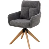 Livetastic Armlehnstuhl, Grau, Holz, Metall, Textil, Eiche, Pappel, massiv, Sperrholz, Flachrohr, 59x92x63 cm, Sitzfläche 360° drehbar, Esszimmer, Stühle, Esszimmerstühle, Armlehnenstühle