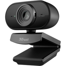 Trust Tolar Webcam 1080p, 2 Mikrofone, Fixfokus, 30 FPS, Rauschunterdrückung, Plug & Play USB Web Kamera für PC, Computer, Laptop, Mac, MacBook, Hangouts, Meet, Skype, Teams, Zoom – Schwarz