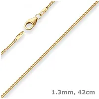 Schmuck Krone Goldkette 1,3mm Bingokette aus 585 Gelbgold 42cm, Gold 585 goldfarben