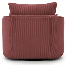 S-Style Drehsessel Ted Cord 107 x 94 x 0 cm Rot mit Kissen