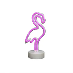 Konstsmide LED Schlauchsilhouette Flamingo, mit 6h Timer, 98 pinke Dioden, batteriebetrieben, Innen LED Schlauchsilhouette Flamingo, mit 6h Timer