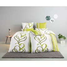 MY HOME Bettwäsche MY HOME "Area in Gr. 135x200 oder 155x220 cm", grün (grün, weiß), B/L: 135cm x 200cm, 1 Stk., 1 Stk., Linon, B/L: 80cm x 80cm, 2, Linon, Obermaterial: 100% Baumwolle, Bettwäsche, Bettwäsche, Bettwäsche in verschiedenen Qualitäten