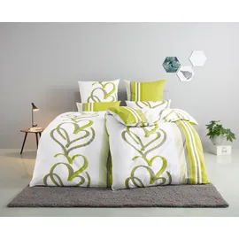 MY HOME Bettwäsche MY HOME "Area in Gr. 135x200 oder 155x220 cm", grün (grün, weiß), B/L: 135cm x 200cm, 1 Stk., 1 Stk., Linon, B/L: 80cm x 80cm, 2, Linon, Obermaterial: 100% Baumwolle, Bettwäsche, Bettwäsche, Bettwäsche in verschiedenen Qualitäten