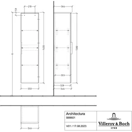Villeroy & Boch Architectura Hochschrank 35 x 140 x 36 cm Kansas Oak Spanplatte