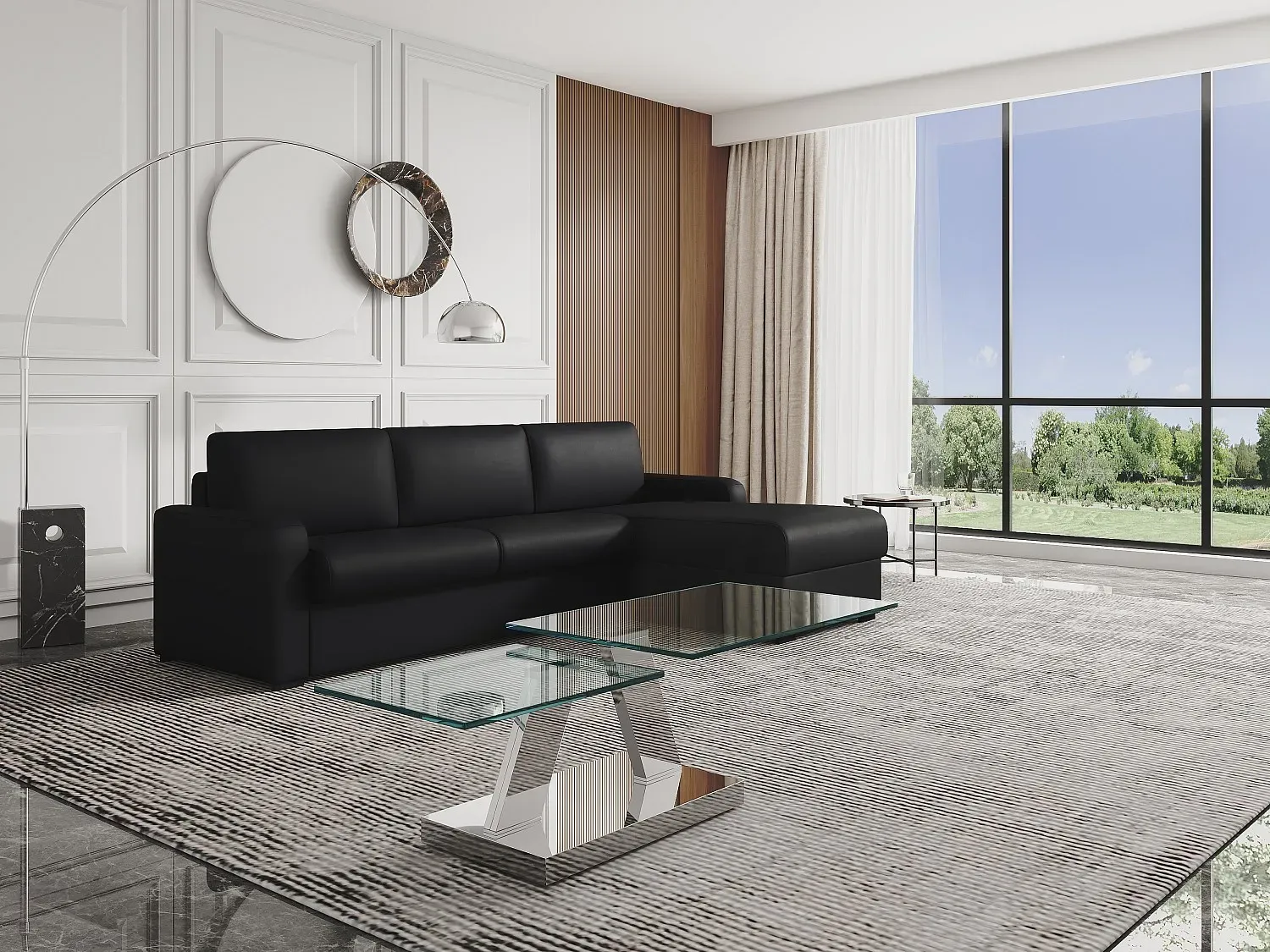 Couchtisch mit drehbaren Tischplatten - Sicherheitsglas & Metall - OYRUS