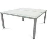 Mehrfacharbeitstisch Executive BxTxH 160x163x73cm Gestell grau Platte Glas satiniert