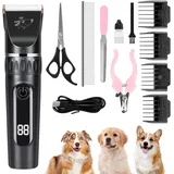 Hundeschermaschine,Leise Schermaschine Hund und Katze Mit 2 Geschwindigkeiten Wiederaufladbarer Kabelloser K?tzen und Hunde Pferde Haarschneidemasc...