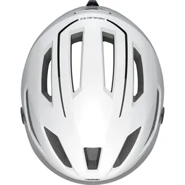 ABUS Pedelec 2.0 ACE - Fahrradhelm mit Rücklicht, Visier, Regenhaube, Ohrenschutz - für Damen und Herren - Weiß Glänzend, Größe S